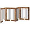 vidaXL Poartă pentru c&acirc;ini pliabilă cu suporturi 4 pcs Lemn vechi