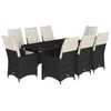 vidaXL Set mobilier de grădină cu perne, 9 piese, negru, poliratan