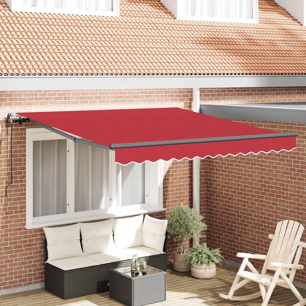 vidaXL Cortina Retractabilă Roșu 350 x 250 cm Țesătură și Aluminiu