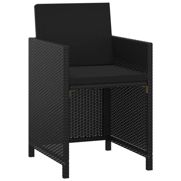 vidaXL Set de masă pentru grădină cu perne, 3 piese, negru, poliratan