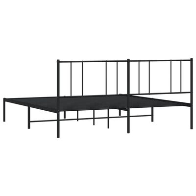 vidaXL Cadru de pat metalic cu tăblie, negru, 200x200 cm