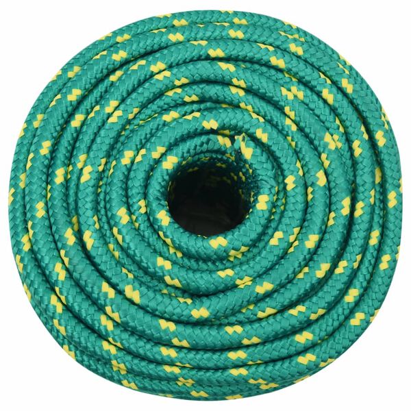 vidaXL Fr&acirc;nghie de barcă, verde, 12 mm, 100 m, polipropilenă
