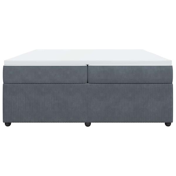 vidaXL Pat box spring cu saltea, gri închis, 200x200 cm, catifea