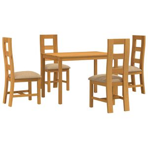 vidaXL Set de dining 5 buc. Bej Lemn de stejar masiv