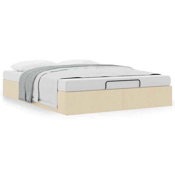 vidaXL Cadru de pat otoman fără saltea cremă 140x190 cm țesătură