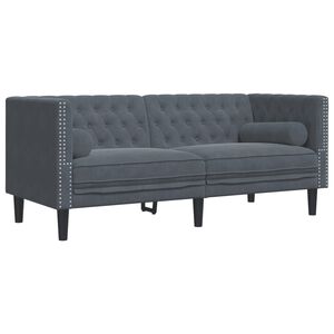 vidaXL Canapea Chesterfield cu pernuțe/2 locuri, verde &icirc;nchis, catifea