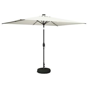 vidaXL Parasol de grădină cu lumini LED și bază 2 x 3 m Poliester Crem