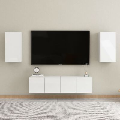 vidaXL Comodă TV, alb extralucios, 30,5x30x60 cm, PAL
