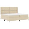 vidaXL Pat cu arc LED cu headboard Crem 200 x 200 cm țesătură