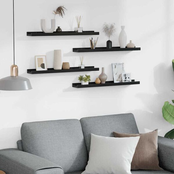 vidaXL Rafturi de perete, 4 buc., negru, 60x9x3 cm