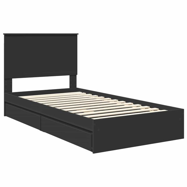 vidaXL Pat cu storage cu headboard Negru 100 x 200 cm Lemn compozit