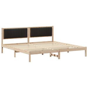 vidaXL Cadru de pat cu headboard Negru 200 x 200 cm Lemn de pin masiv