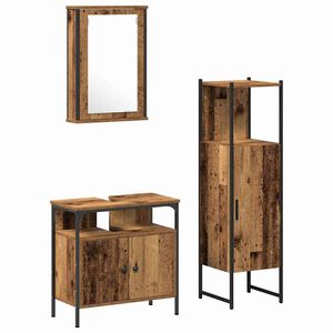 vidaXL Set de mobilier pentru baie 3 buc. Maro 33 x 33 x 120,5 cm