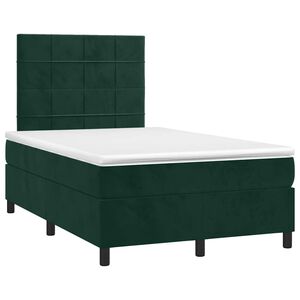 vidaXL Pat box spring cu saltea, verde &icirc;nchis, 120x190 cm, catifea