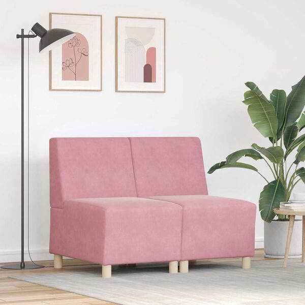 vidaXL Unitate Sofa Modulară Fără Brațe 2 pcs Roz 55 x 74 x 82 cm