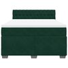 vidaXL Pat box spring cu saltea, verde &icirc;nchis, 160x200 cm, catifea
