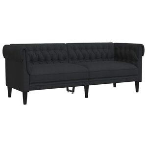 vidaXL Canapea Chesterfield cu 3 locuri, negru, material textil