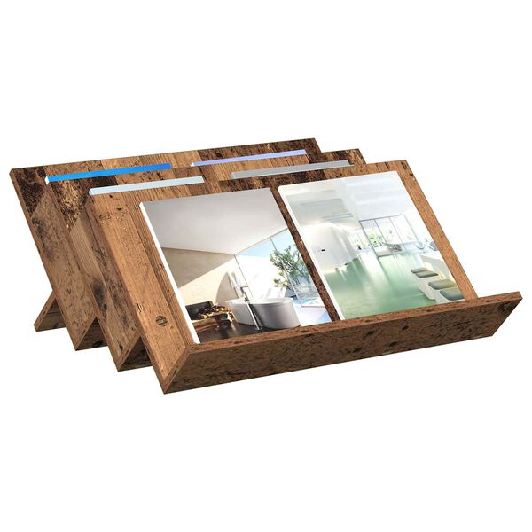 vidaXL Raft pentru reviste Lemn vechi 65 x 53 x 28,5 cm Lemn compozit