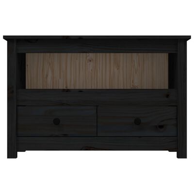 vidaXL Comodă TV, negru, 79x35x52 cm, lemn masiv de pin