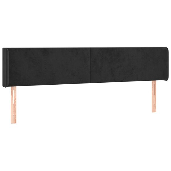 vidaXL Tăblie de pat cu aripioare negru 183x16x78/88 cm catifea