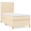 vidaXL Pat box spring cu saltea, crem, 90x200 cm, textil