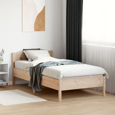vidaXL Cadru de pat cu tăblie, 75x190 cm, lemn masiv de pin