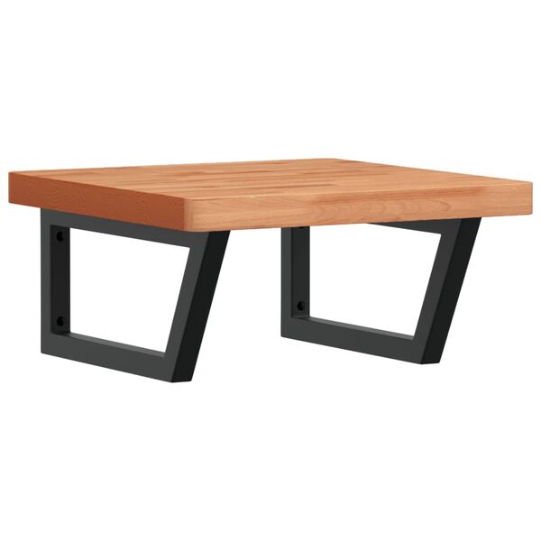 vidaXL Raft pentru lavoar montat pe perete, oțel și lemn masiv fag