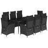 vidaXL Set mobilier de grădină cu perne, 9 piese, negru, poliratan