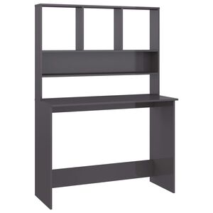 vidaXL Birou cu rafturi, gri extralucios, 110x45x157 cm, PAL