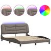 vidaXL Cadru de pat cu LED fără saltea Hvar Taupe 160x200 cm Material