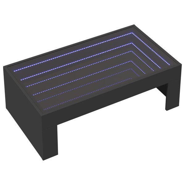 vidaXL Măsuță de cafea cu LED infinity, negru, 90x50x30 cm