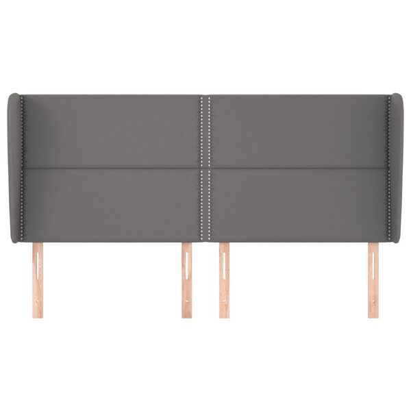 vidaXL Tăblie de pat cu aripioare gri 183x23x118/128 cm piele eco