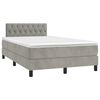 vidaXL Pat box spring cu saltea, gri deschis, 120x190 cm, catifea