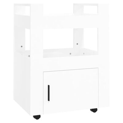 vidaXL Cărucior de birou, alb extralucios, 60x45x80 cm, lemn prelucrat