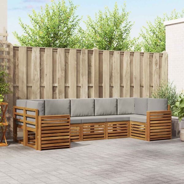 vidaXL Set canapea sectională cu pernă 7 pcs Gri natural și deschis