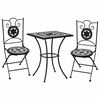 vidaXL Set de bistro mozaic, 3 piese, negru & alb, placă ceramică