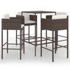 vidaXL Set mobilier bar de grădină cu perne, 5 piese, maro, poliratan