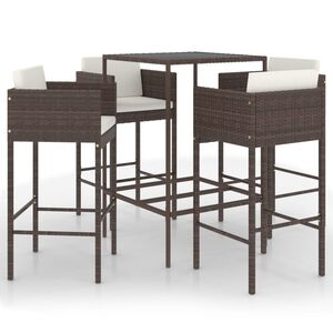 vidaXL Set mobilier bar de grădină cu perne, 5 piese, maro, poliratan