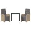 vidaXL Set de masă pentru grădină cu pernă 3 pcs Bej poliratan