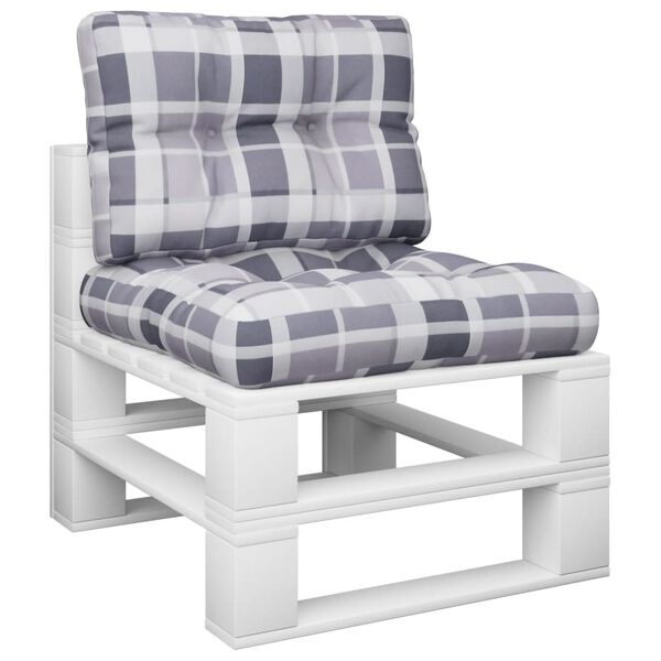 vidaXL Perne pentru paleți, 2 buc. gri, țesătură, model cu carouri