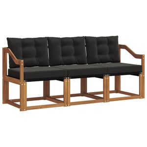 vidaXL Set de canapele de exterior cu pernă 3 pcs Natural și Negru