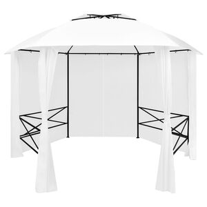 vidaXL Pavilion de grădină cu perdele, alb, 360x312x265 cm, 180 g/m&sup2;