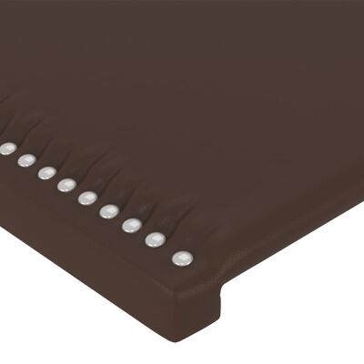 vidaXL Tăblie de pat cu LED, maro, 103x16x118/128 cm, piele ecologică