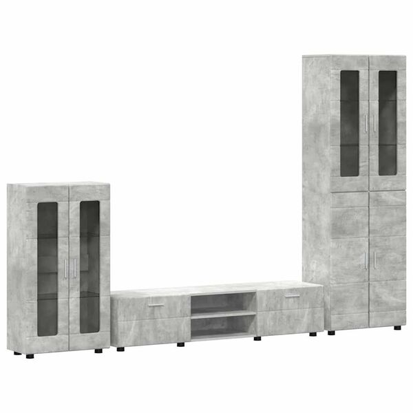 vidaXL Set comodă TV cu sertar FLORIN Gri din beton Lemn compozit