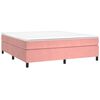 vidaXL Pat box spring cu saltea, roz, 160x200 cm, catifea