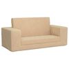 vidaXL Canapea extensibilă de copii cu 2 locuri, crem, pluș moale