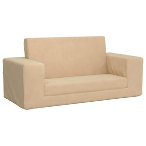 vidaXL Canapea extensibilă de copii cu 2 locuri, crem, pluș moale