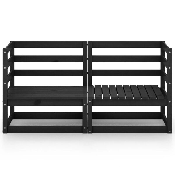 vidaXL Canapea de grădină cu 2 locuri, negru, lemn masiv de pin