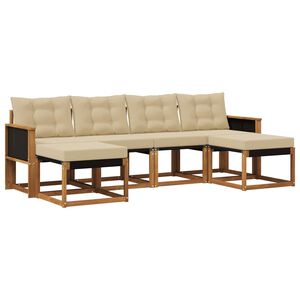 vidaXL Set de canapele de exterior cu pernă 6 pcs Natural și Bej