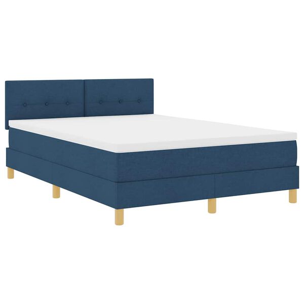 vidaXL Pat boxspring cu saltea albastru 140 x 190 cm țesătură